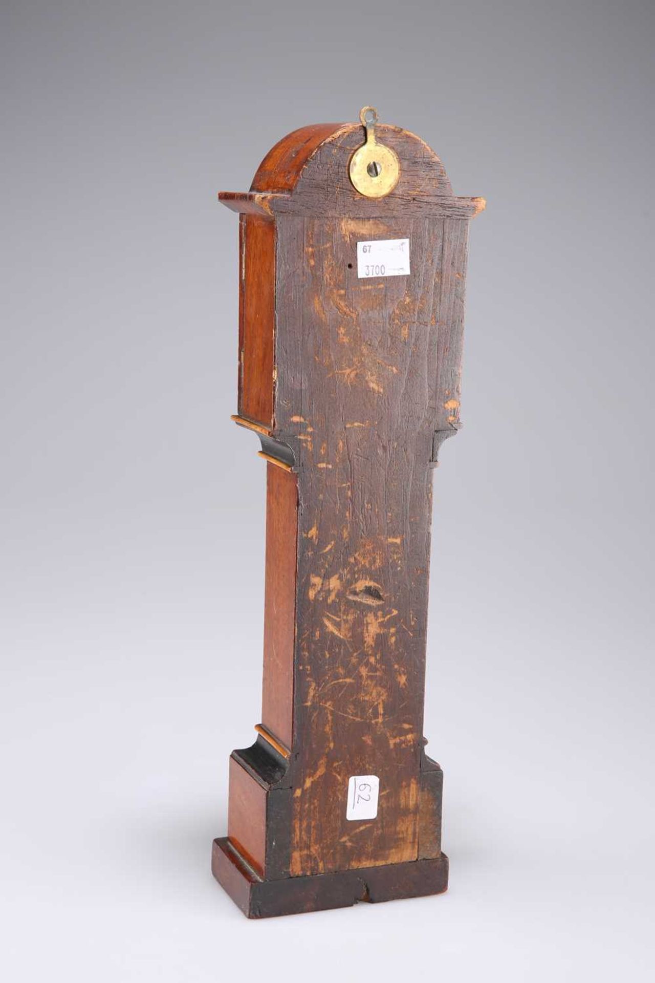 A 19TH CENTURY MAHOGANY MINIATURE LONGCASE CLOCK POCKETWATCH HOLDER - Image 2 of 2