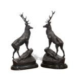 AFTER MOIGNIEZ, A LARGE PAIR OF BRONZE STAGS