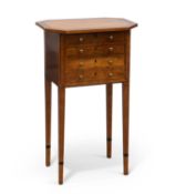 A GEORGE III SATINWOOD AND ROSEWOOD BANDED WORK TABLE, CIRCA 1800