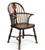 A 19TH CENTURY ASH AND ELM WINDSOR CHAIR