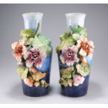 A LARGE PAIR OF CONTINENTAL POTTERY VASES, LATE 19TH CENTURY