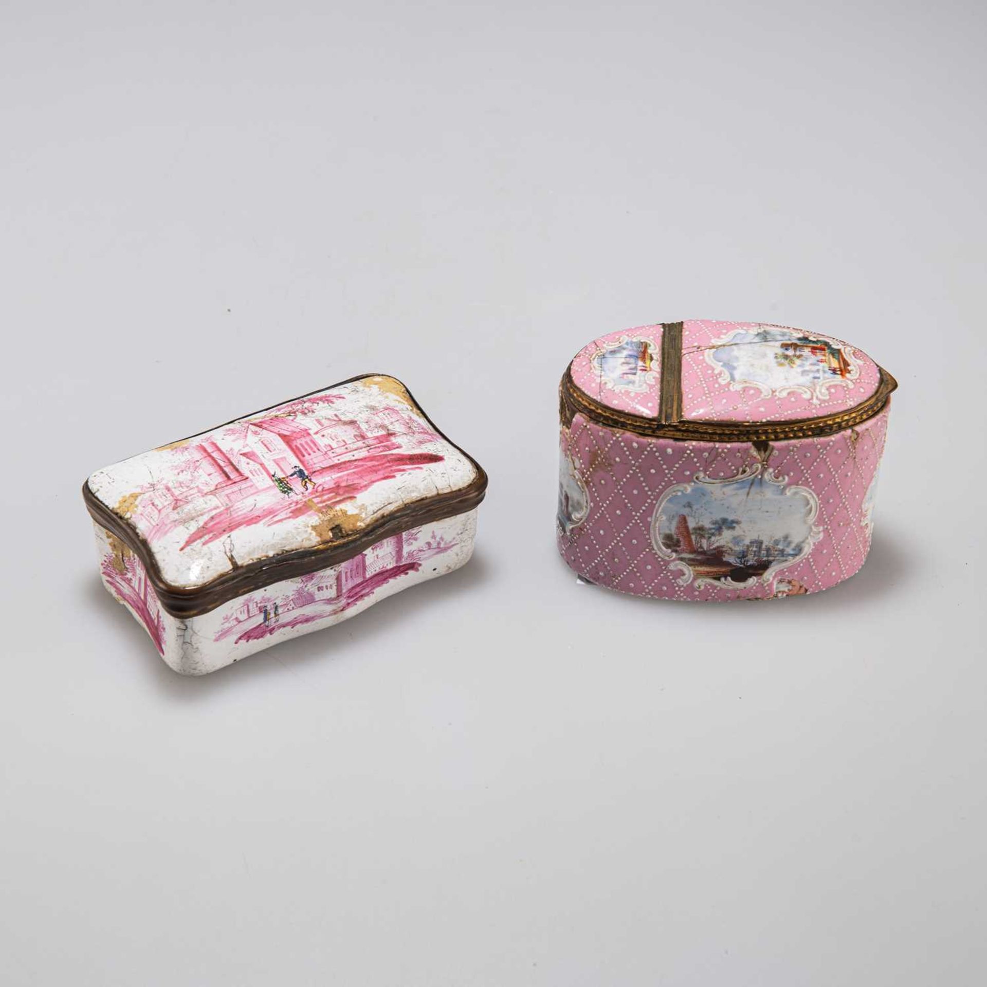 TWO 18TH CENTURY ENAMEL SNUFF BOXES