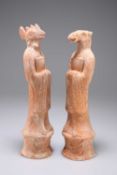 A PAIR OF CHINESE TERRACOTTA ZODIAC FIGURES