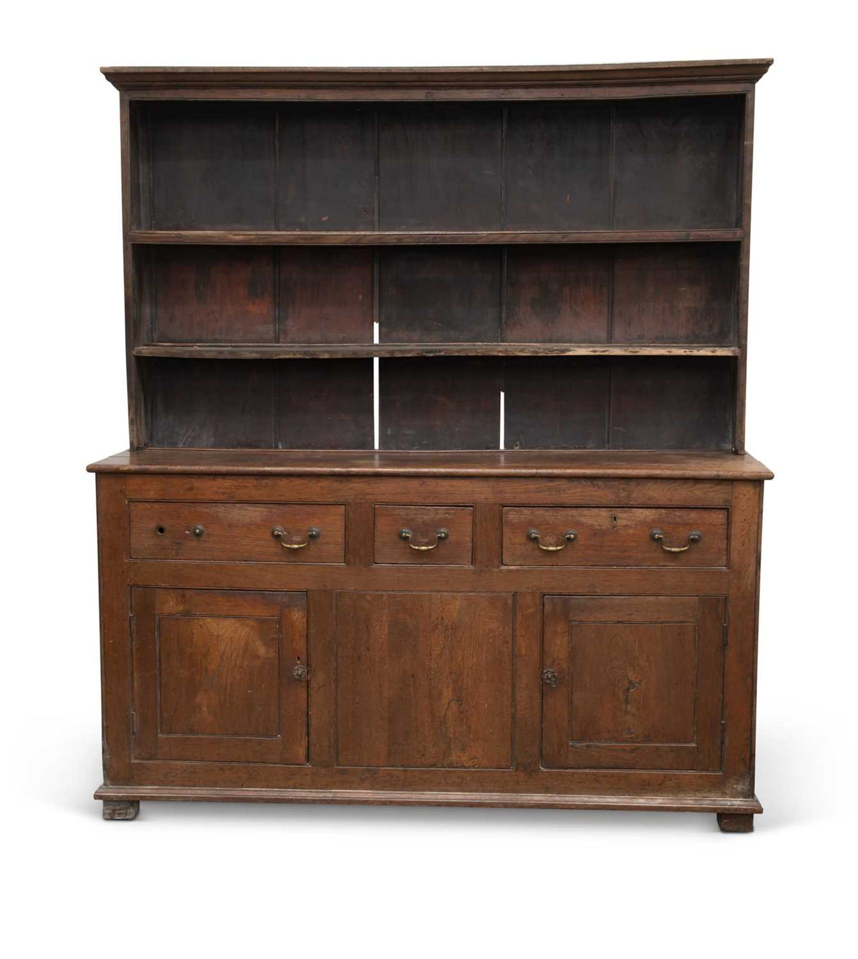 A LATE 18TH CENTURY OAK DRESSER AND RACK