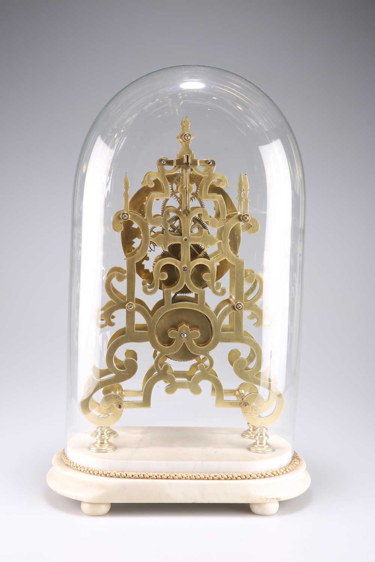 A BRASS SKELETON CLOCK - Image 2 of 2