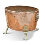 AN EARLY 20TH CENTURY BRASS-MOUNTED COPPER WINE COOLER