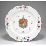 A CHINESE ARMORIAL PORCELAIN DISH, QIANLONG, CIRCA 1755