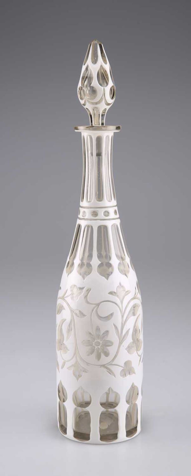 A 19TH CENTURY BOHEMIAN OVERLAY GLASS DECANTER - Image 2 of 2