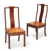 A PAIR OF CHINESE HARDWOOD SIDE CHAIRS, 20TH CENTURY