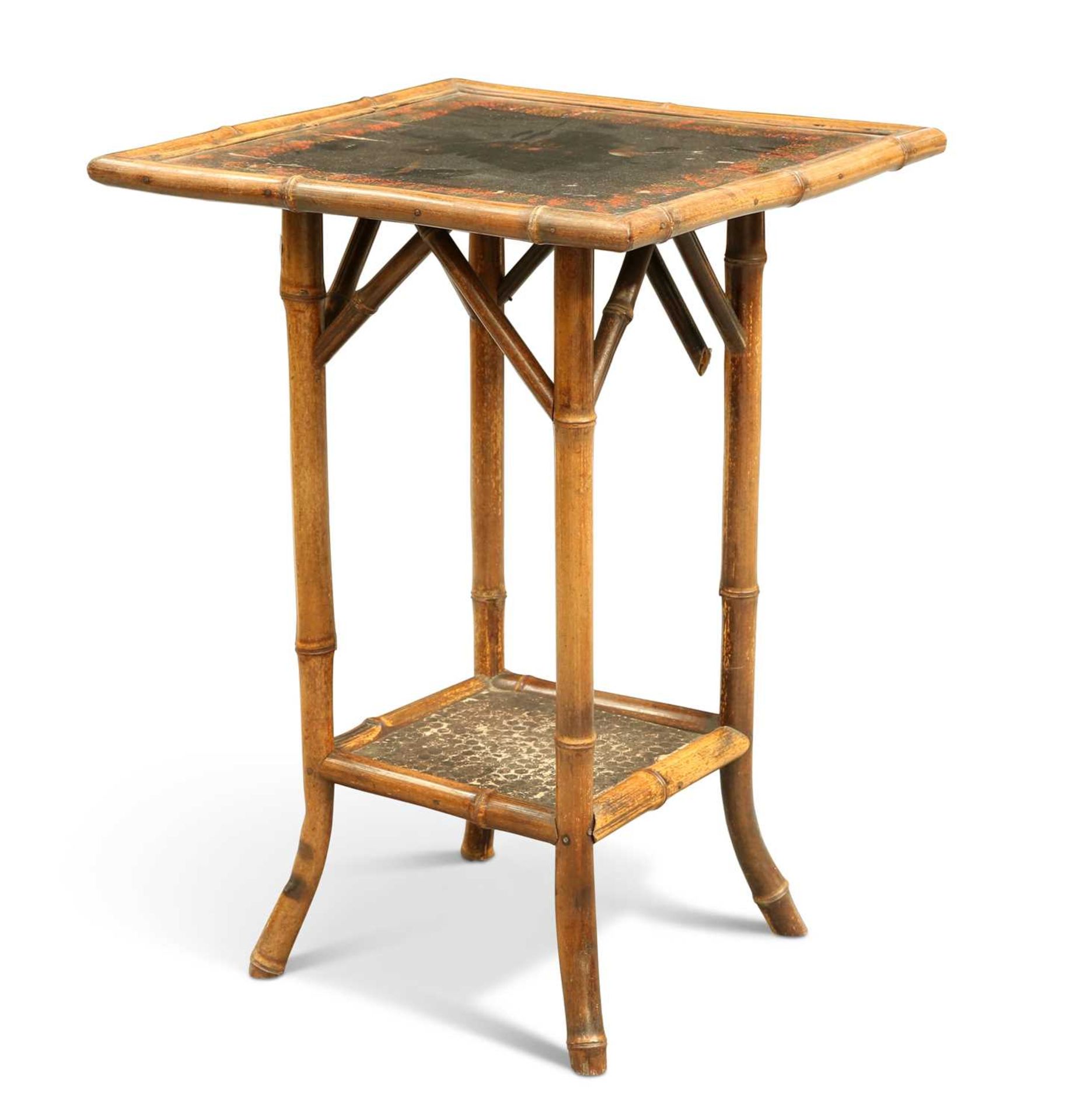 AN AESTHETIC BAMBOO AND LACQUERED OCCASIONAL TABLE, LATE 19TH CENTURY