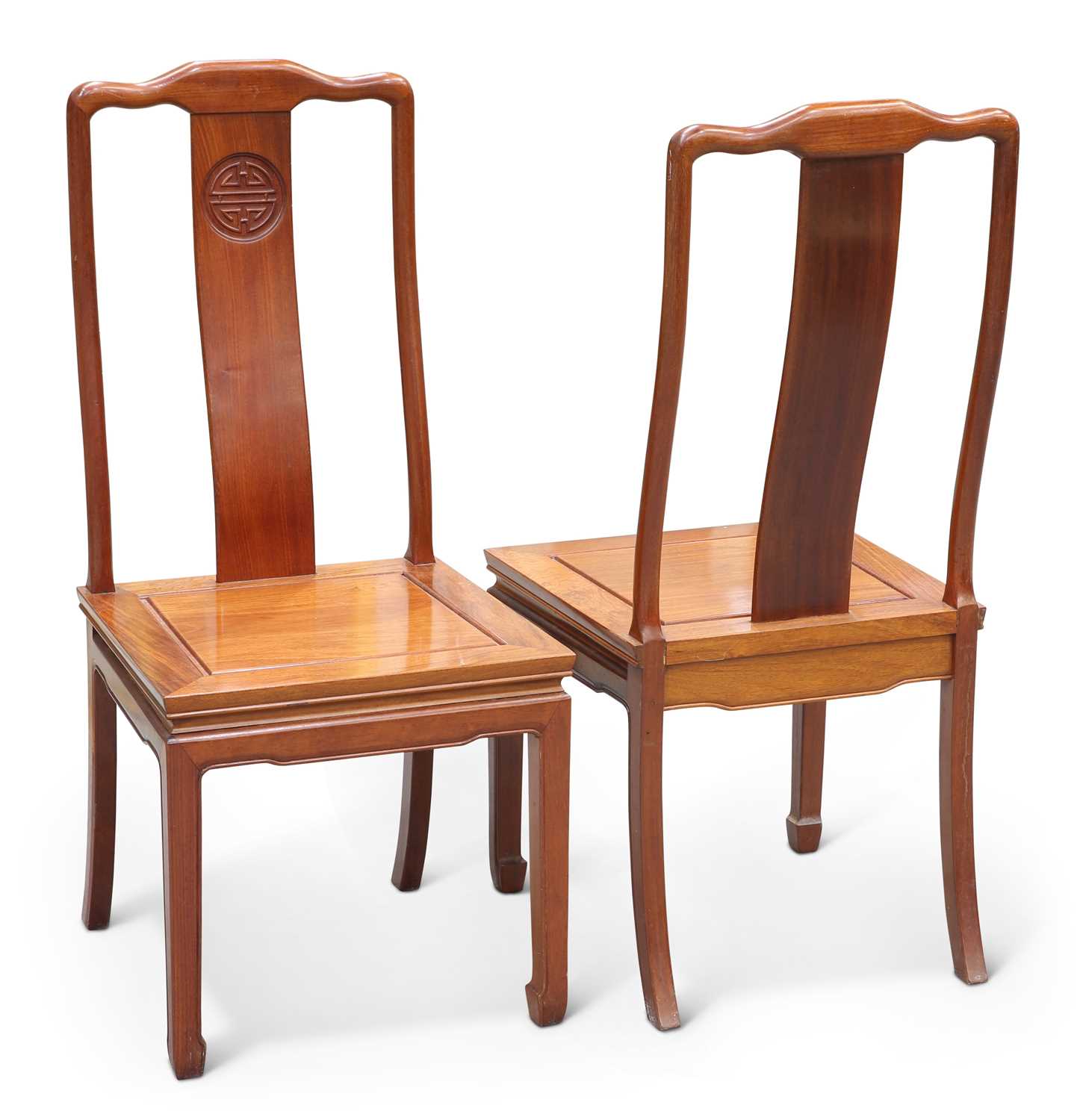 A PAIR OF CHINESE HARDWOOD SIDE CHAIRS, 20TH CENTURY - Image 2 of 2