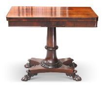 A REGENCY ROSEWOOD FOLDOVER CARD TABLE