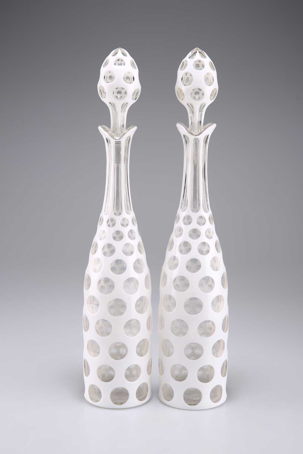 A PAIR OF 19TH CENTURY BOHEMIAN OVERLAY GLASS DECANTERS - Image 2 of 2