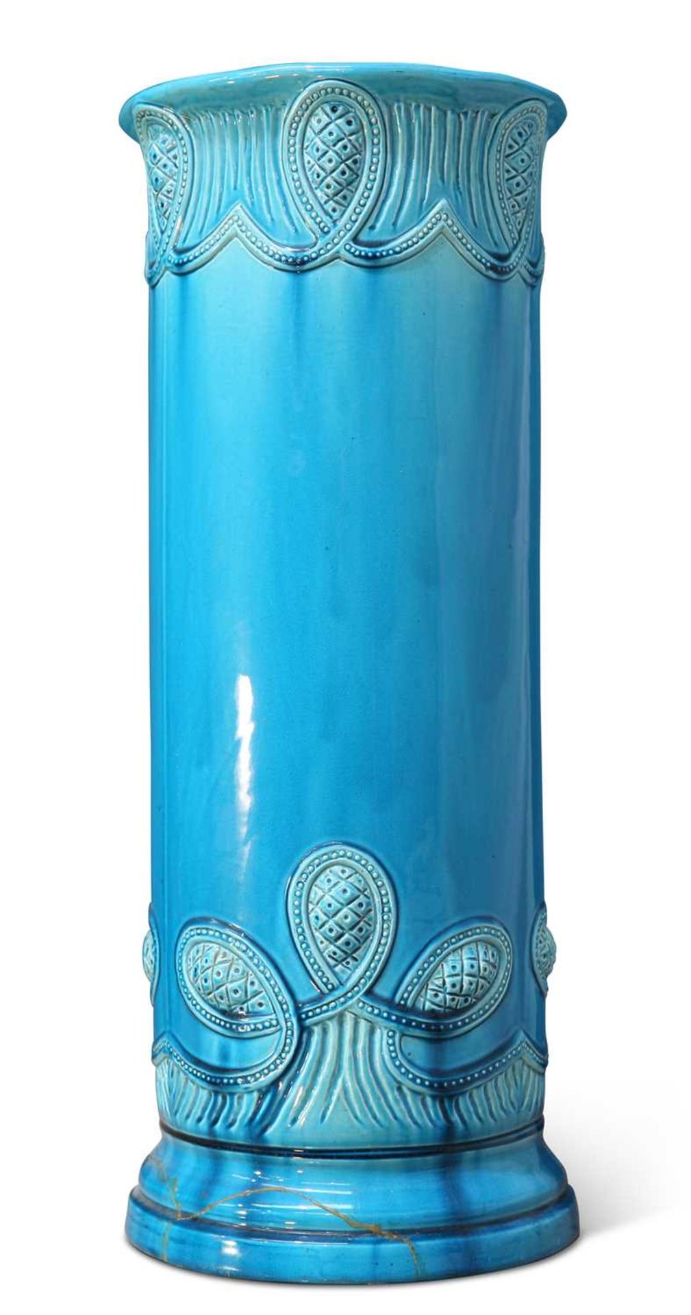 A BURMANTOFTS FAÏENCE TURQUOISE-GLAZED STICKSTAND