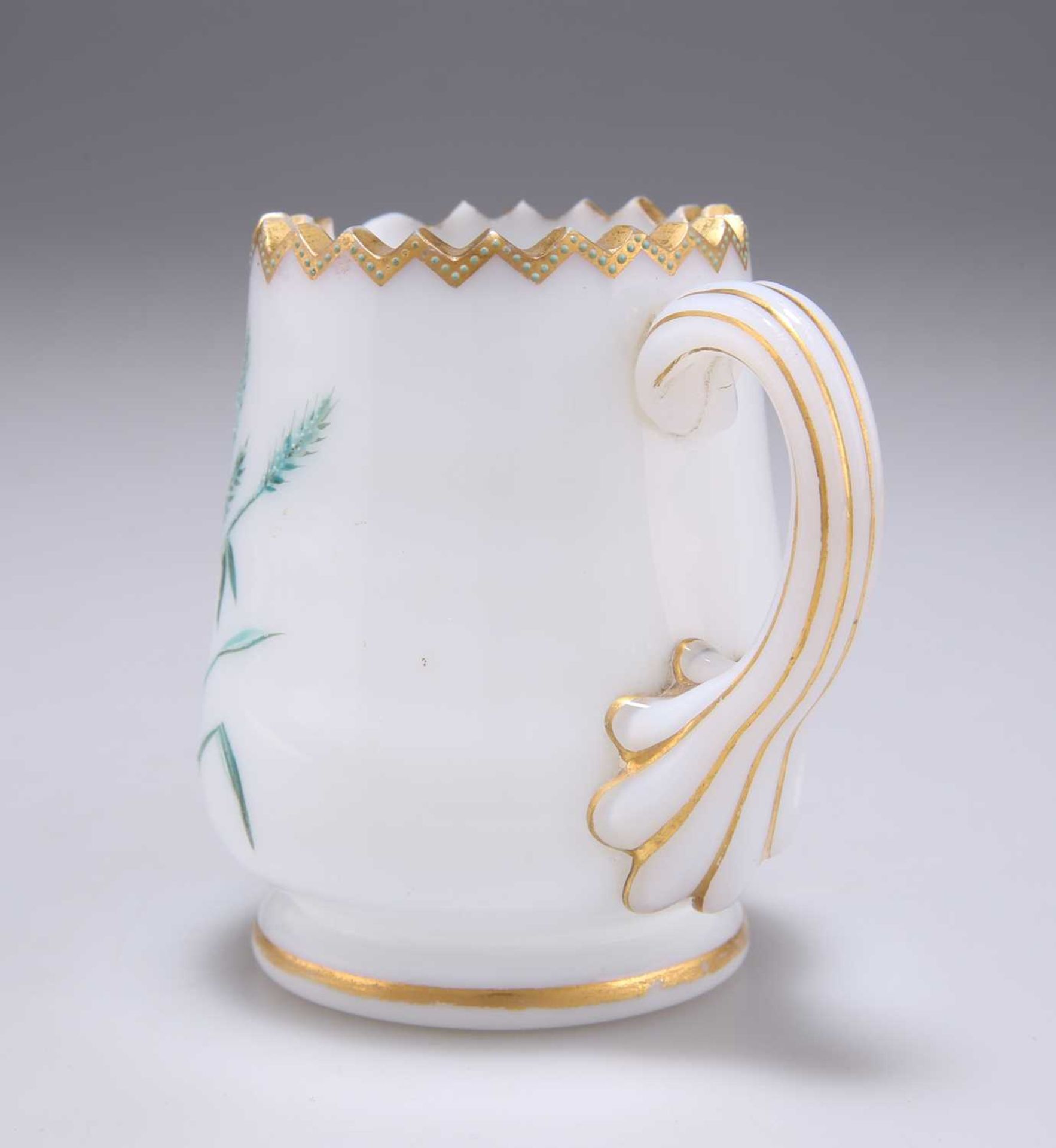 A VICTORIAN MOULDED WHITE MILK GLASS CREAM JUG - Image 2 of 2