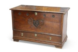AN 18TH CENTURY ELM AND OAK MULE CHEST