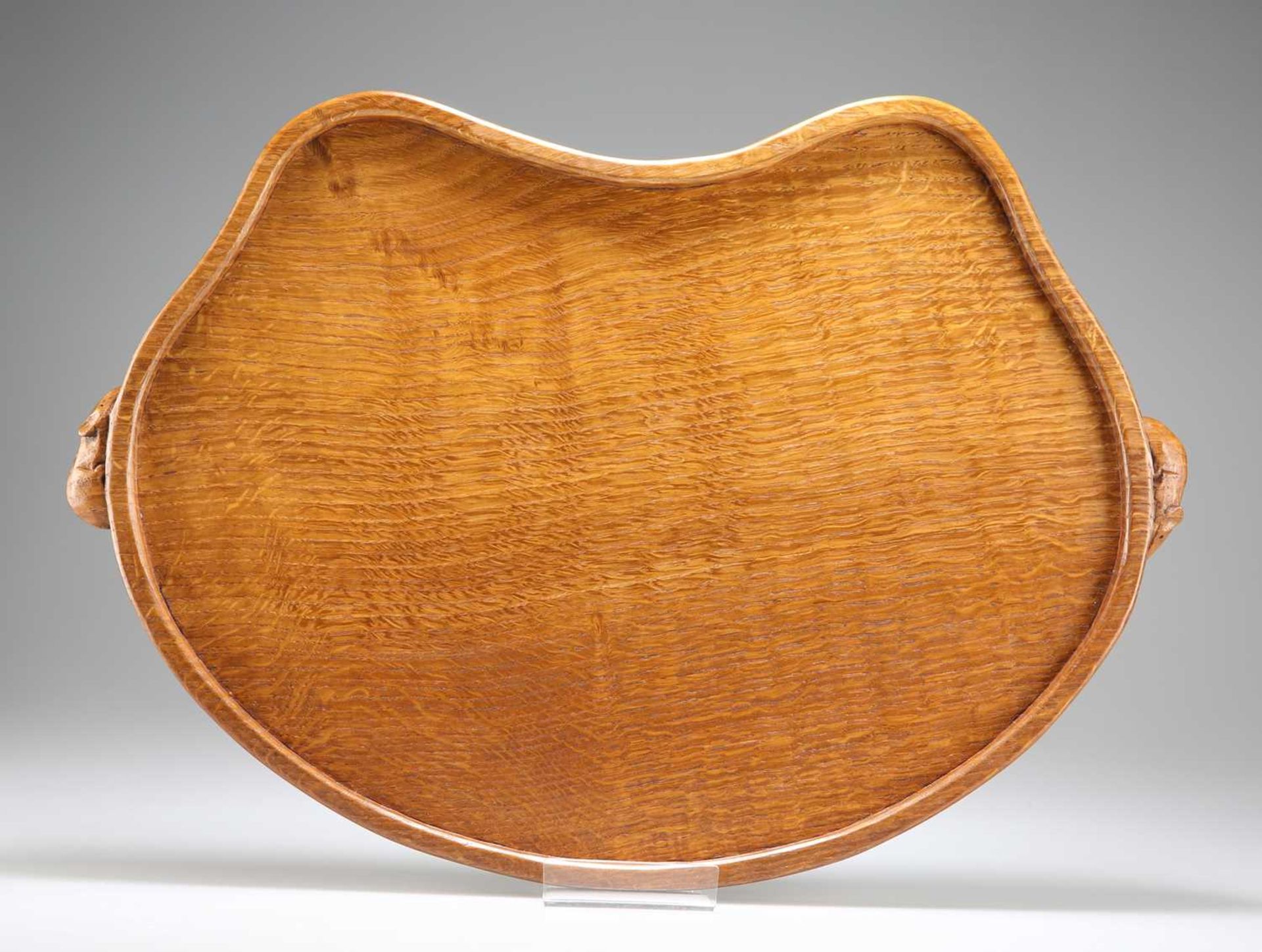 ROBERT THOMPSON OF KILBURN, A MOUSEMAN OAK TEA TRAY