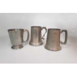 THREE VARIOUS PEWTER TANKARDS