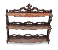 A GOOD SET OF 19TH CENTURY ROSEWOOD HANGING SHELVES