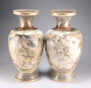 A LARGE PAIR OF JAPANESE SATSUMA VASES, FROM THE KINKOZAN WORKSHOP, MEIJI PERIOD