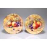 A PAIR OF ROYAL WORCESTER FRUIT PAINTED PLATES