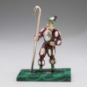 AN AUSTRIAN ENAMEL AND PEARL FIGURE, LATE 19TH CENTURY