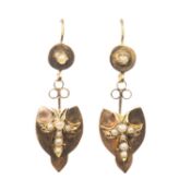 A PAIR OF LATE 19TH CENTURY SEED PEARL PENDANT EARRINGS