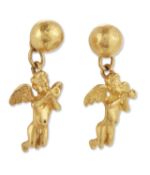 A PAIR OF MID-19TH CENTURY PENDANT EARRINGS