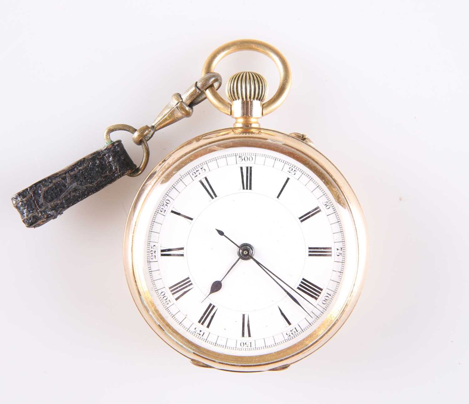 A GOLD FILLED OPEN FACED CHRONOGRAPH POCKET WATCH