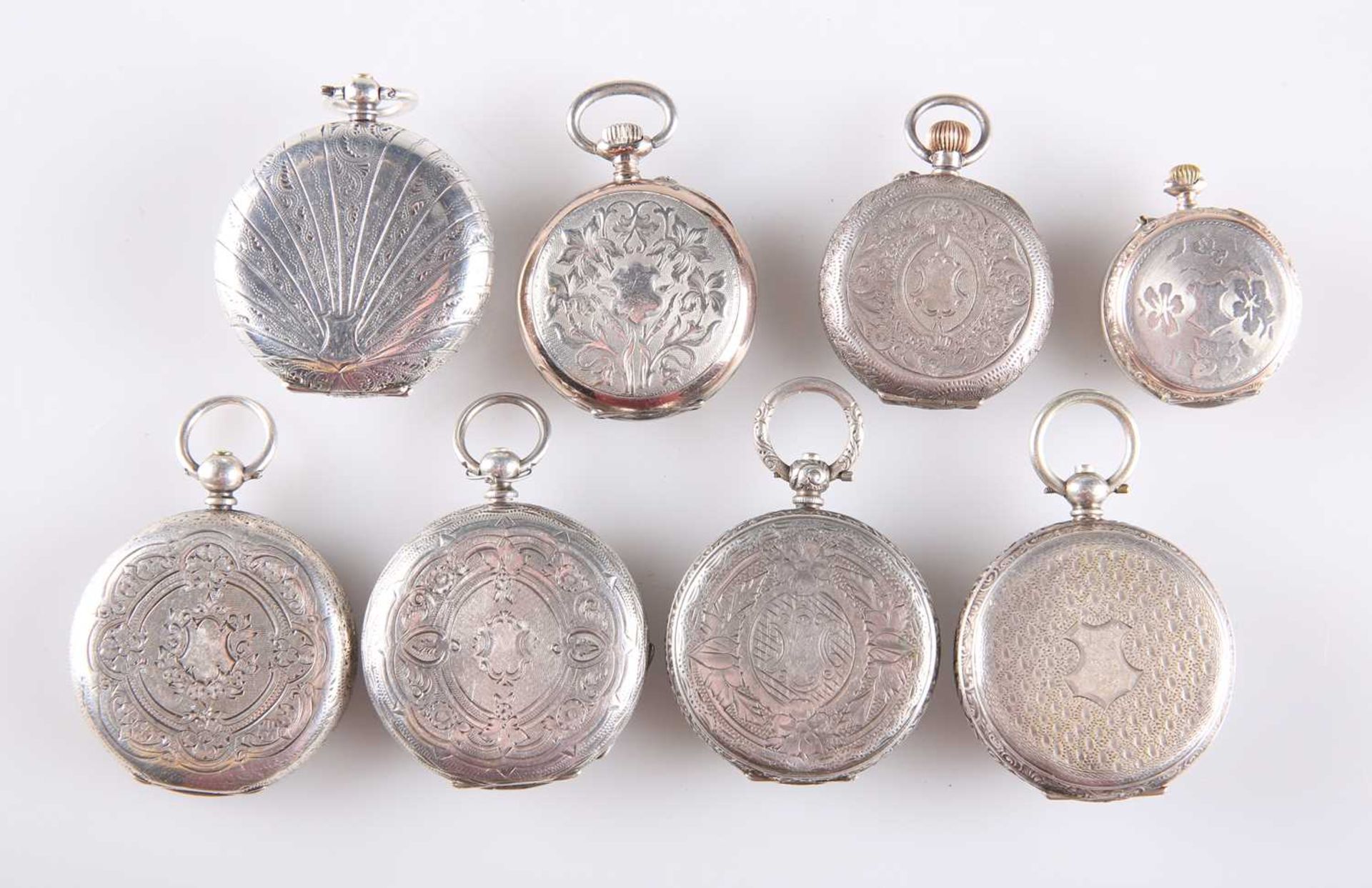 EIGHT VARIOUS SILVER FOB WATCHES - Image 2 of 2