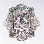 AN ART DECO DIAMOND CLUSTER RING