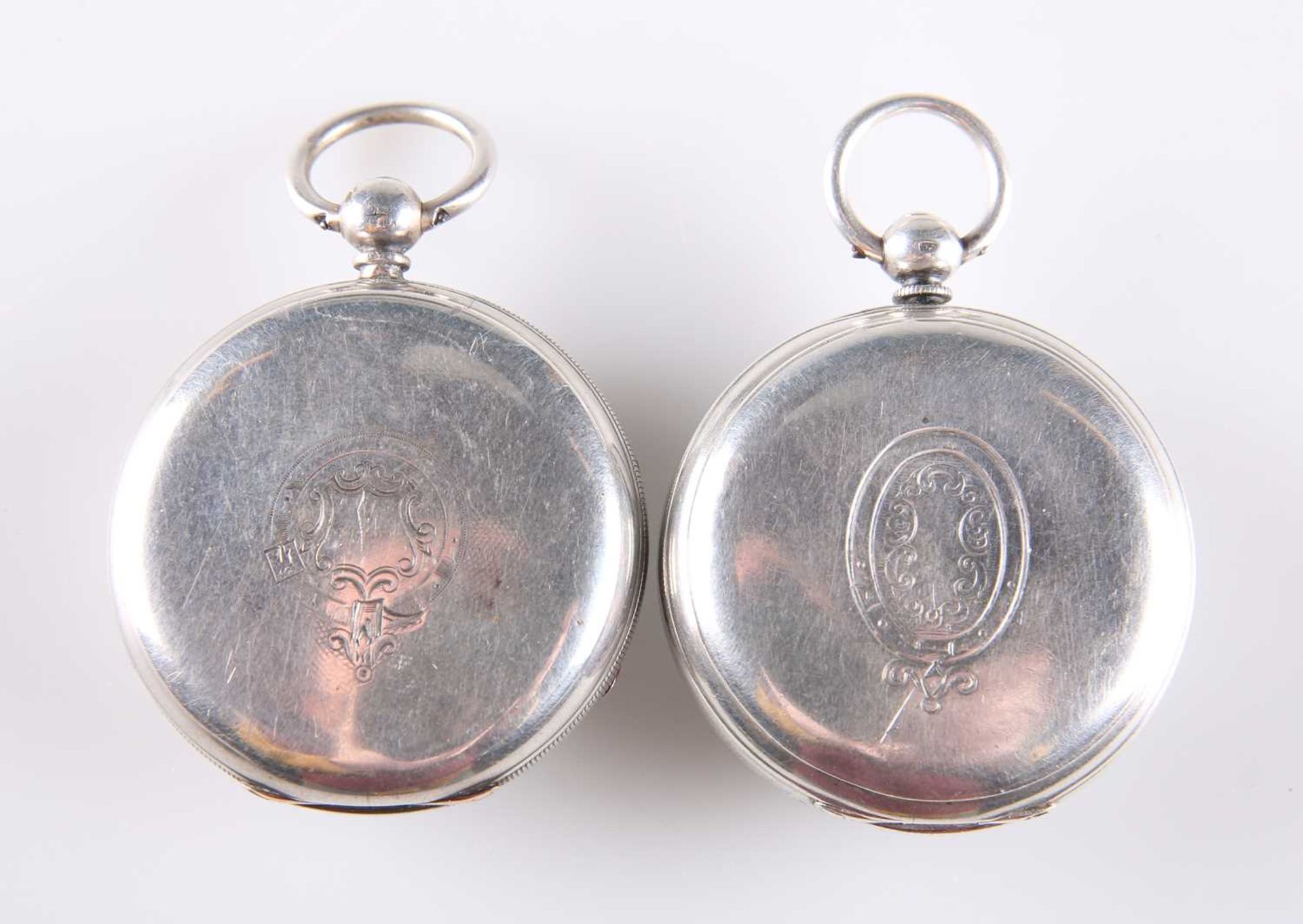 TWO VICTORIAN SILVER OPEN FACED POCKET WATCHES - Image 2 of 2