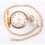 A GOLD FILLED HUNTER POCKET WATCH