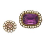 TWO MID-19TH CENTURY GEM-SET BROOCHES