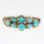A MID-19TH CENTURY 9 CARAT GOLD TURQUOISE RING