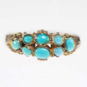 A MID-19TH CENTURY 9 CARAT GOLD TURQUOISE RING