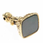 A VICTORIAN BLOODSTONE FOB SEAL