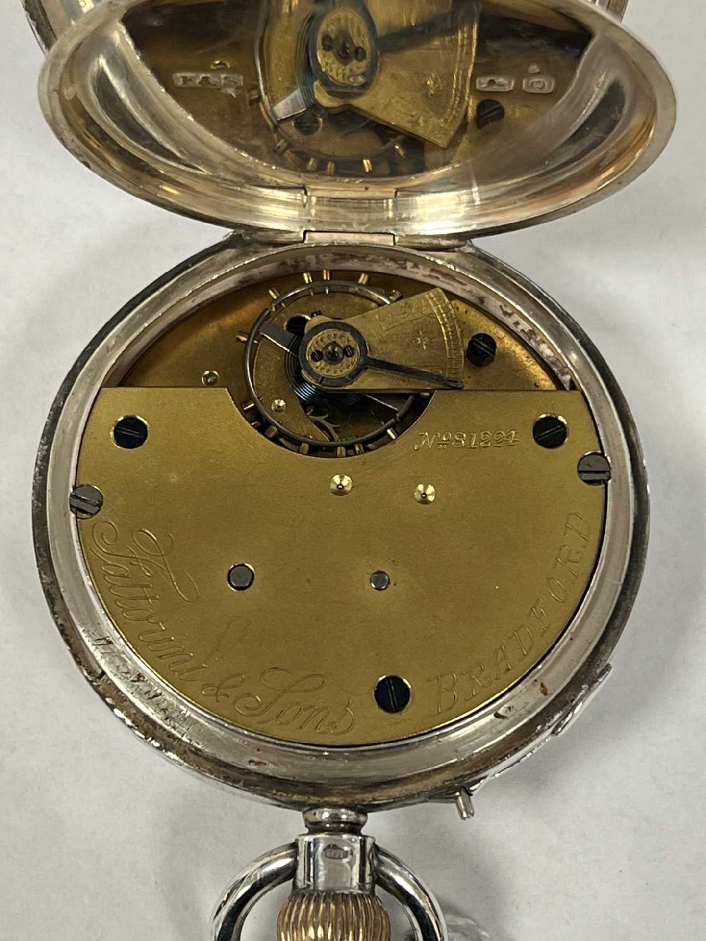 THREE SILVER OPEN FACE POCKET WATCHES - Image 2 of 5
