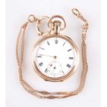 A GOLD FILLED OPEN FACED POCKET WATCH