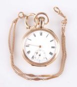 A GOLD FILLED OPEN FACED POCKET WATCH
