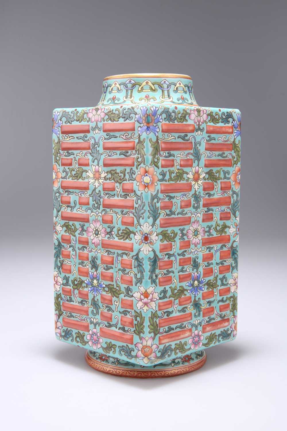 A CHINESE FAMILLE ROSE CONG VASE