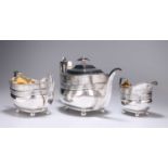 A FINE GEORGE III SCOTTISH SILVER THREE-PIECE TEA SERVICE