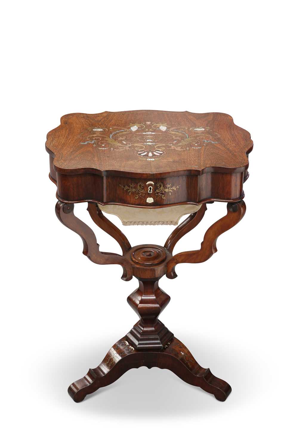 A 19TH CENTURY CONTINENTAL INLAID ROSEWOOD WORKTABLE - Image 2 of 2