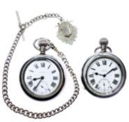 RAILWAY INTEREST: TWO L.N.E.R SELEX NICKEL-PLATED OPEN-FACED POCKET WATCHES