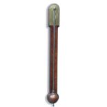 A GEORGE III FEATHERED MAHOGANY STICK BAROMETER, BY MORGAN, LONDON, CIRCA 1770