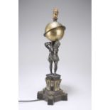 A WILLIAM IV BRONZE LAMP, MODELLED AS ATLAS, ATTRIBUTED TO THOMAS MESSENGER