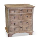 A 19TH CENTURY PINE MOULDED-FRONT CHEST OF DRAWERS