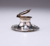 AN EDWARDIAN SILVER SMALL INKWELL