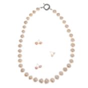 A CULTURED PEARL NECKLACE AND THREE PAIRS OF CULTURED PEARL STUD EARRINGS
