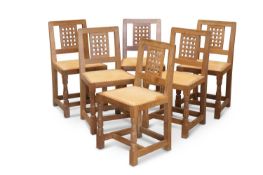 ROBERT THOMPSON OF KILBURN, A SET OF SIX MOUSEMAN OAK DINING CHAIRS